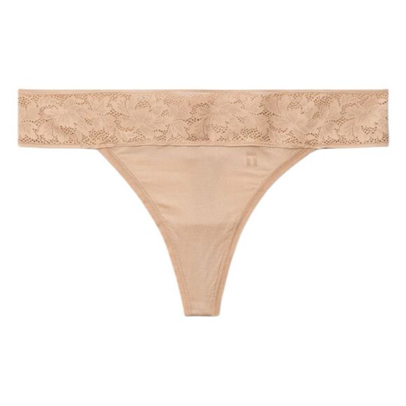 Tommy John Second Skin Lace Waist Thong Panties Maple Sugar Tan - Picture 1 of 7